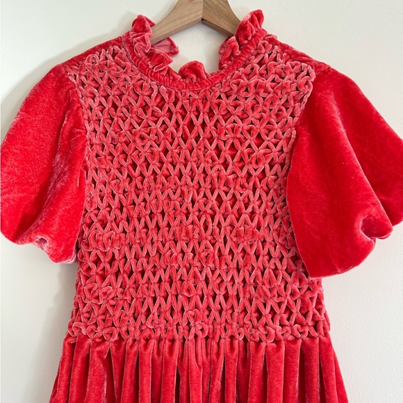 Free People‎ Gum Drop Velvet Mini Dress Tangerine XS - Picture 4 of 7